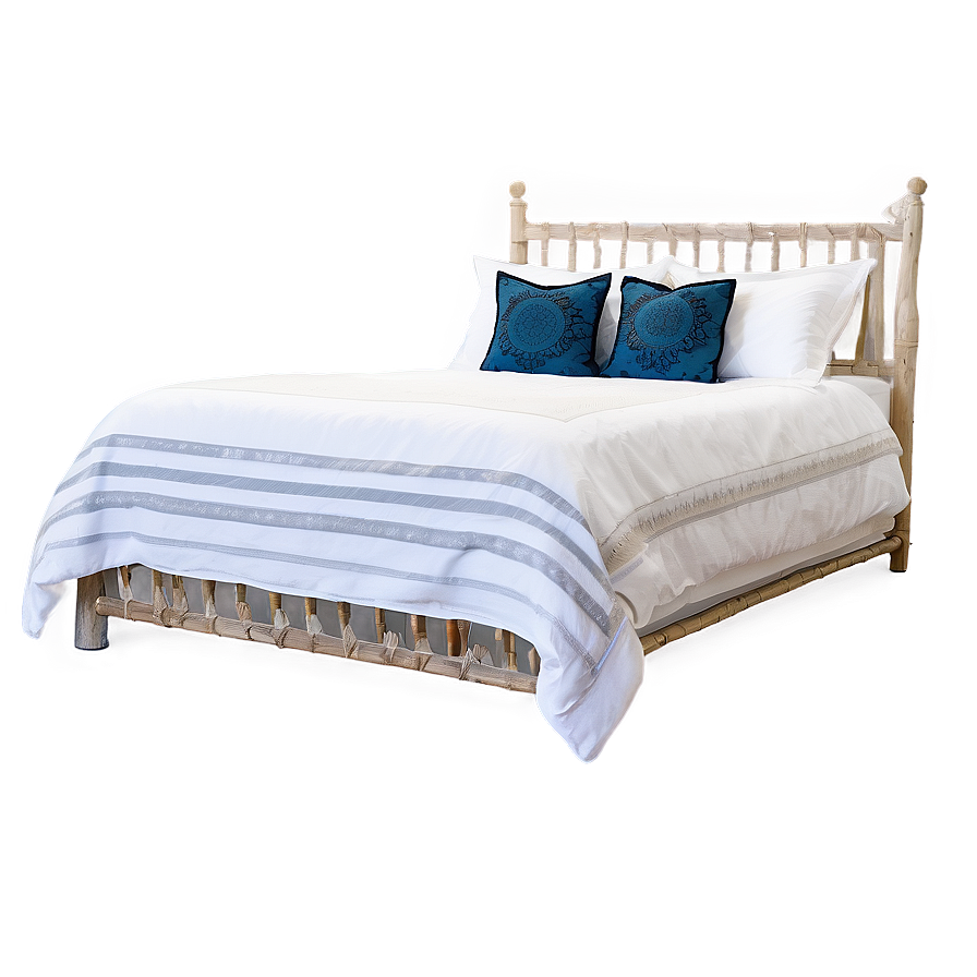 White Bed In Bohemian Style Png Yyi PNG Image