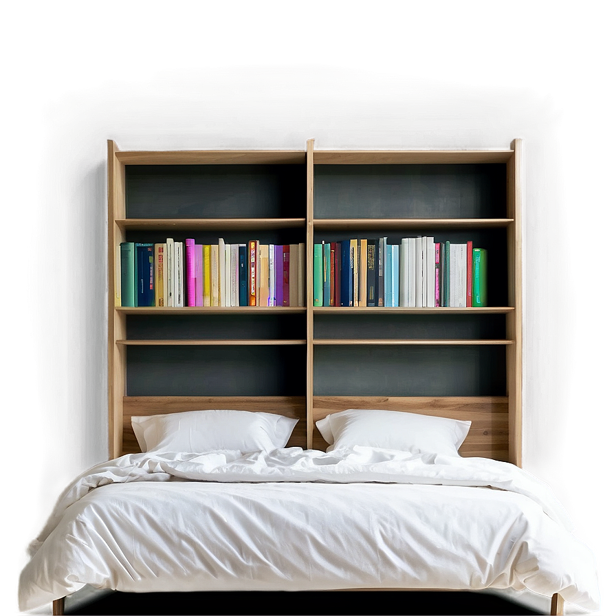 White Bed With Bookshelf Png 55 PNG Image