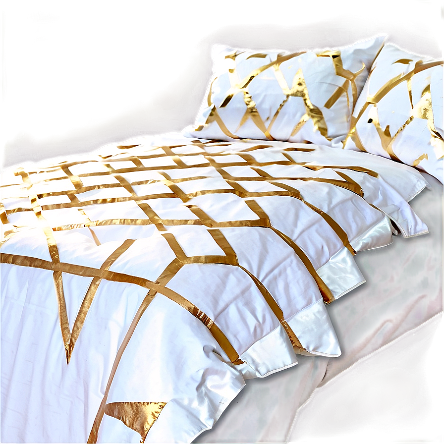 White Bed With Gold Details Png 89 PNG Image