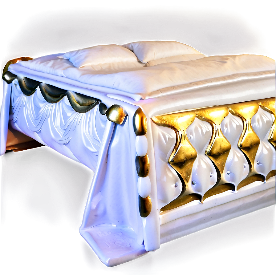 White Bed With Gold Details Png Xrd PNG Image