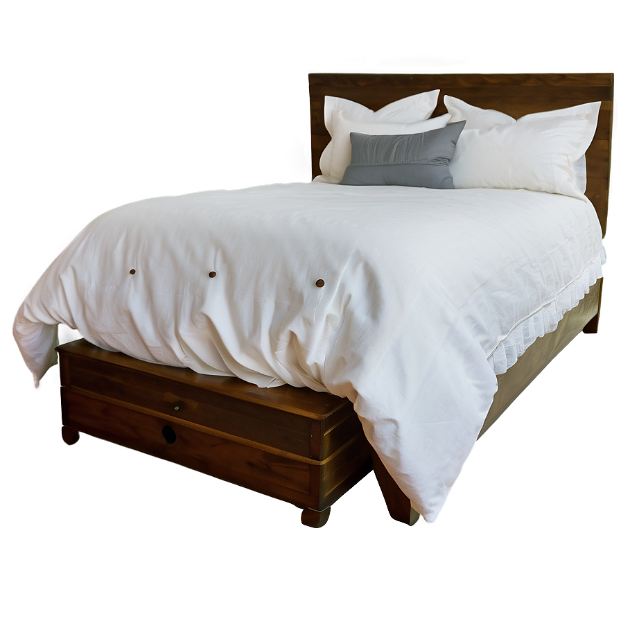 White Bed With Soft Linens Png Wiq PNG Image