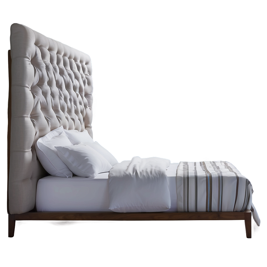 White Bed With Upholstered Headboard Png Kcl PNG Image