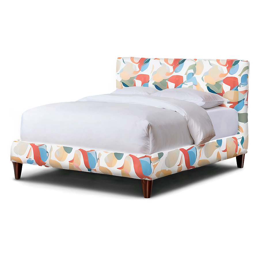 White Bed With Upholstered Headboard Png Vim13 PNG Image