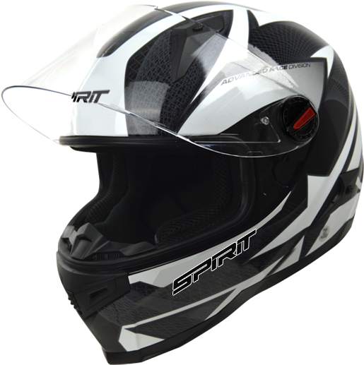 White Black Motorcycle Helmet Side View PNG Image