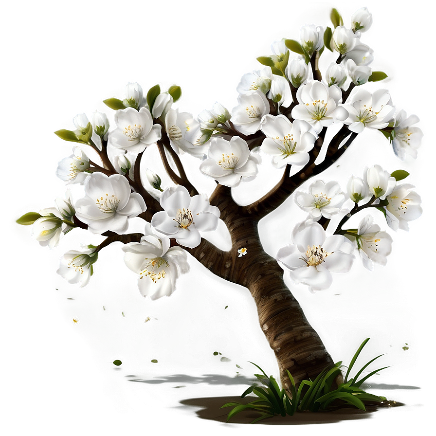 White Blossom Tree Scene Png Aql PNG Image