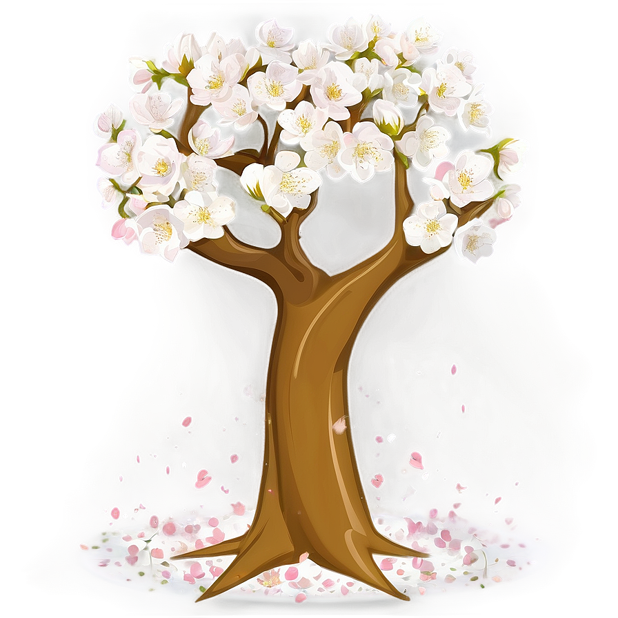 White Blossom Tree Scene Png Ctv PNG Image