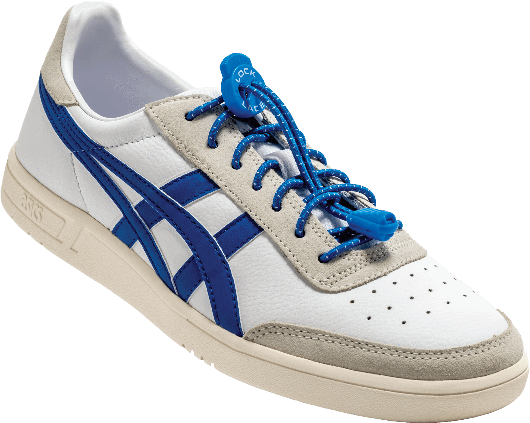 White Blue Sneakerwith Lock Laces PNG Image