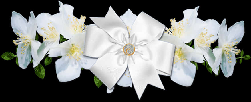 White Bowand Jasmine Flowers PNG Image