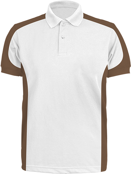 White Brown Trimmed Polo Shirt PNG Image