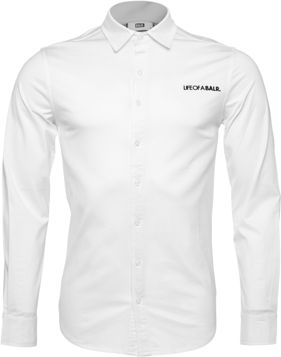 White Button Up Shirt Lifeofa Balr Logo PNG Image