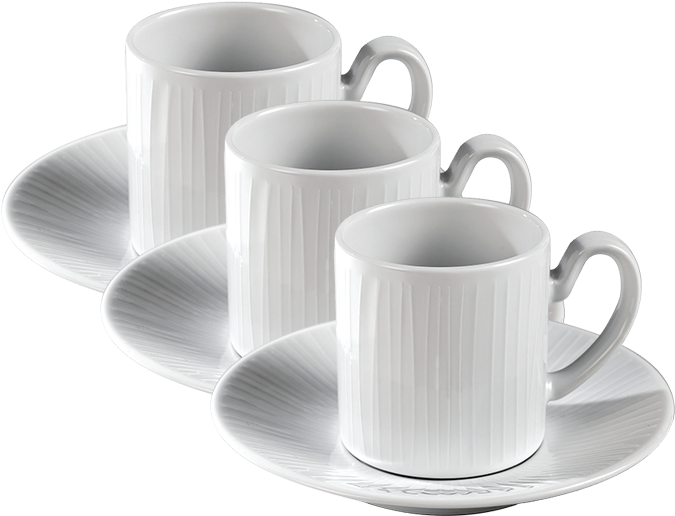 White Ceramic Coffee Cupsand Saucers PNG Image