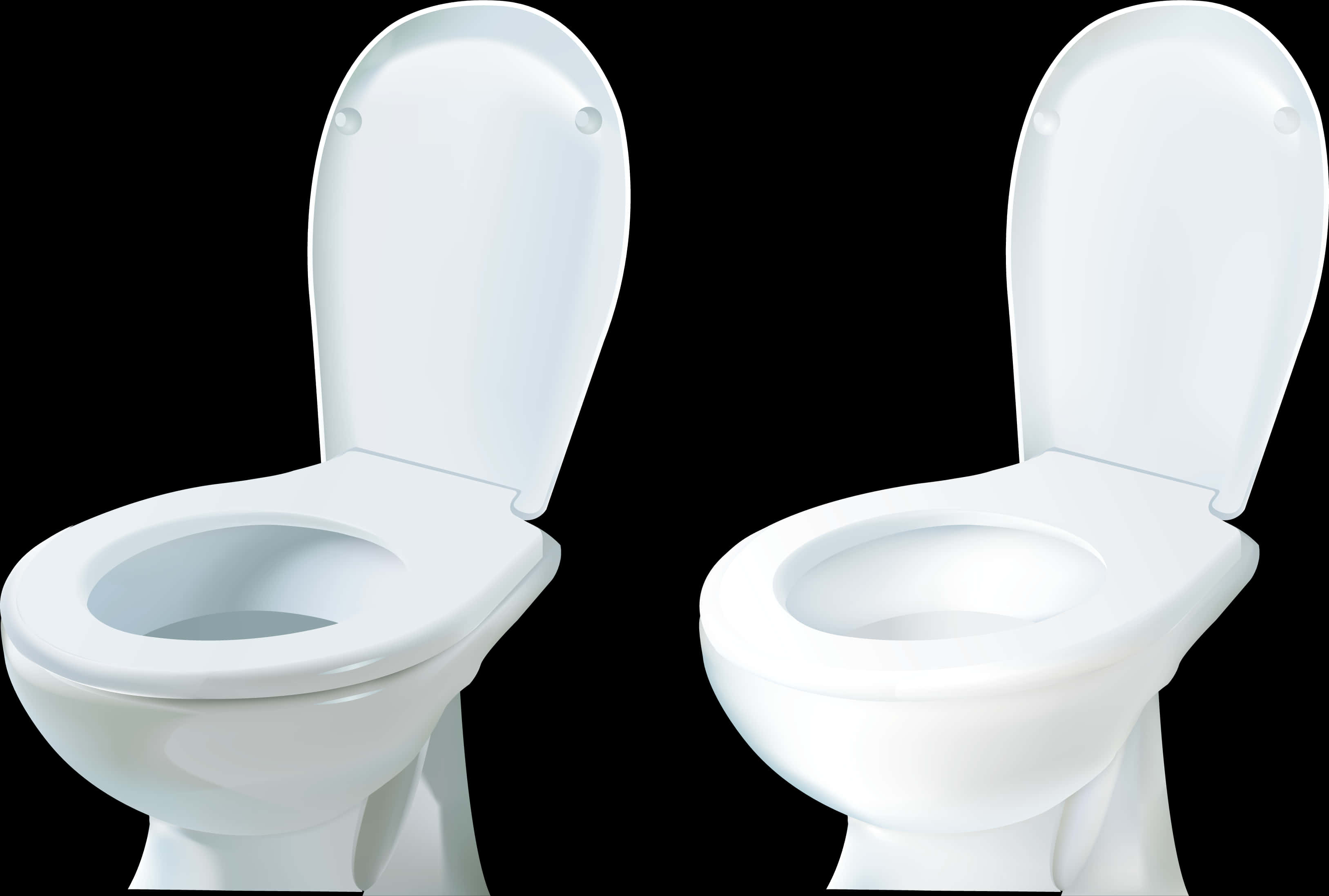 White Ceramic Toilets Sideby Side PNG Image