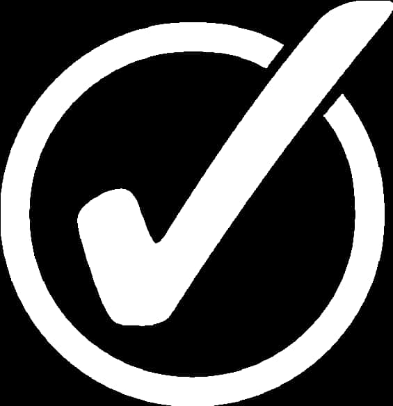 White Checkmark Black Background PNG Image