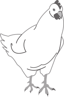 White Chicken Cartoon Illustration PNG Image