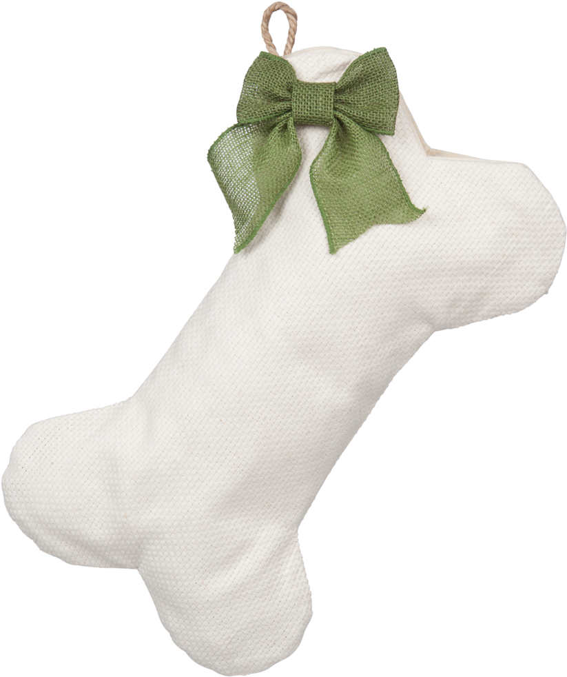 White Christmas Stockingwith Green Bow PNG Image