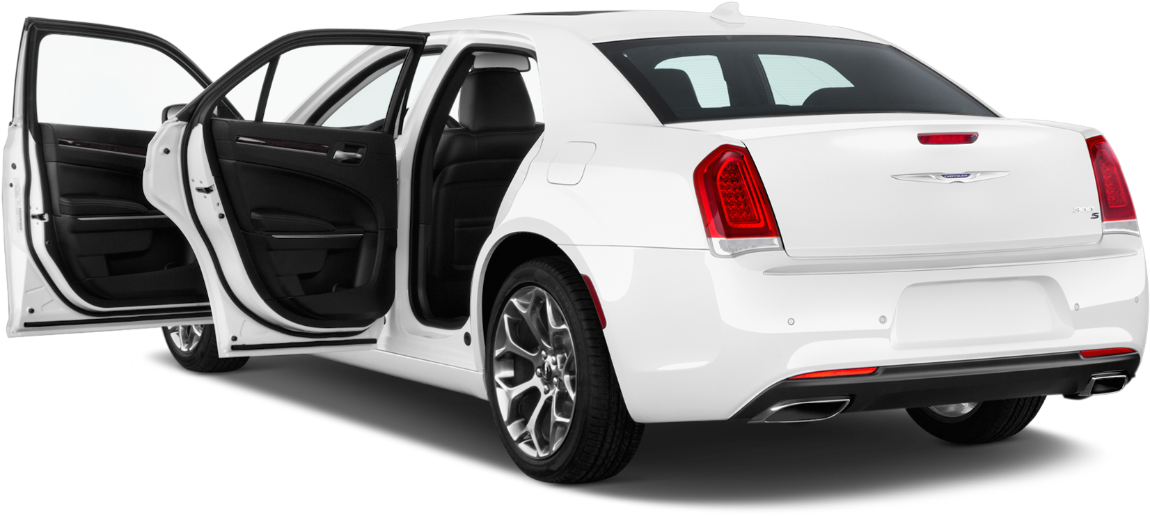 White Chrysler Sedanwith Open Doors PNG Image