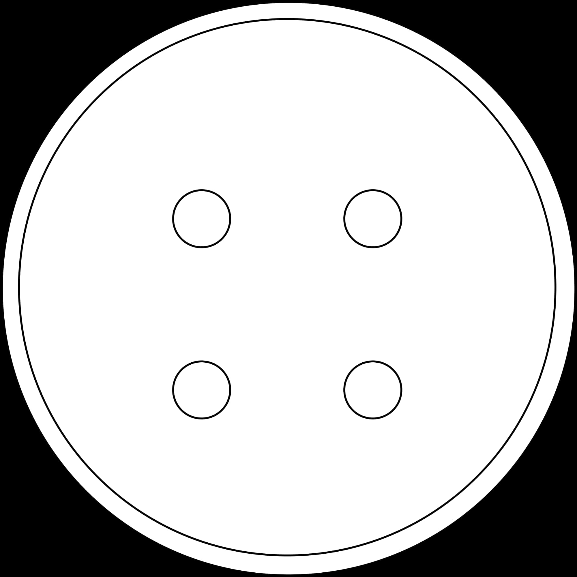 White Circle Black Outline Four Dots PNG Image