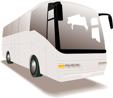 White Coach Bus Illustration PNG Image