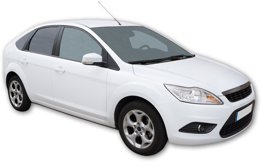 White Compact Sedan Isolated PNG Image