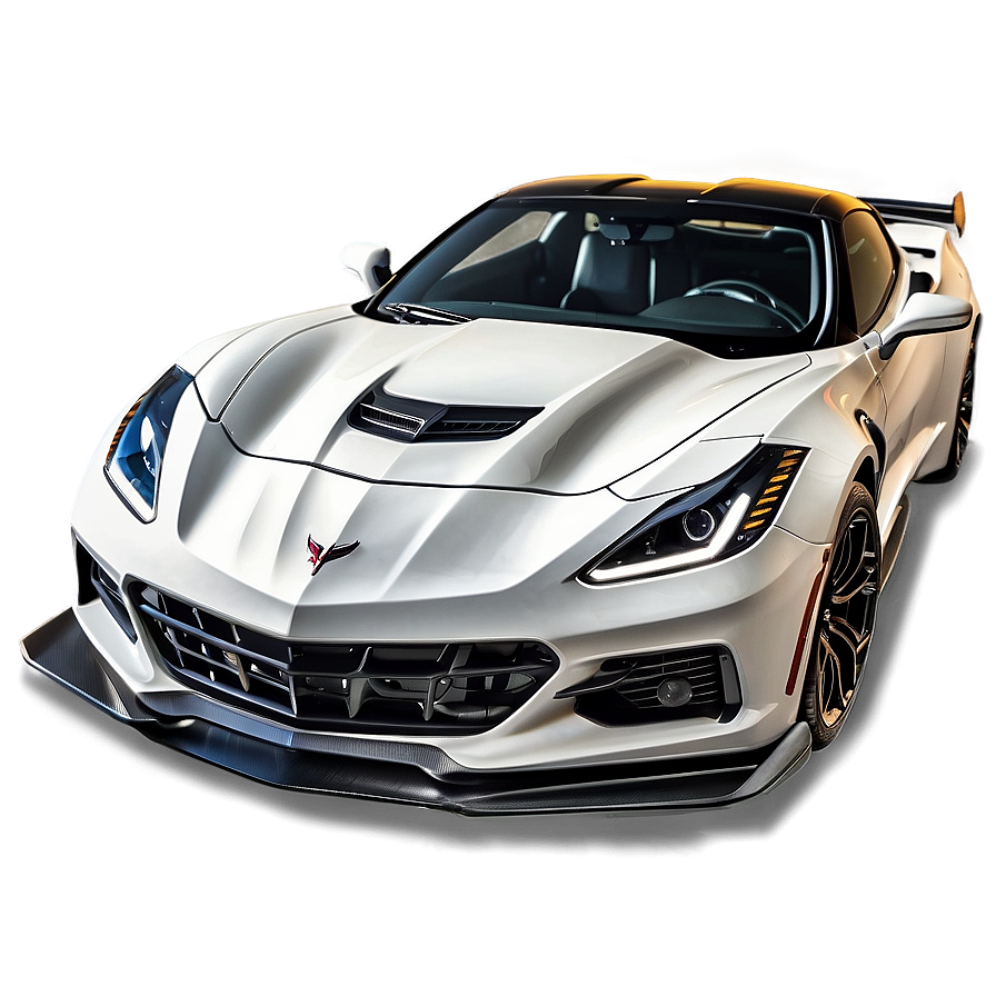 White Corvette C8 Profile View Png Vsn PNG Image