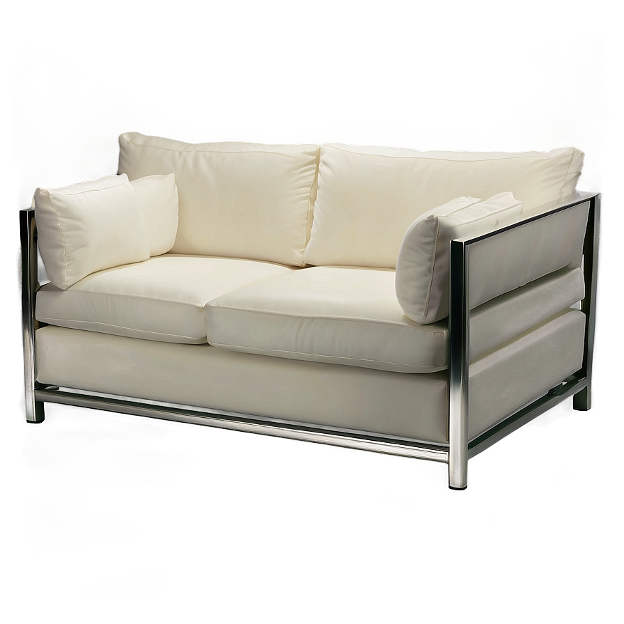 White Couch With Metal Frame Png 41 PNG Image