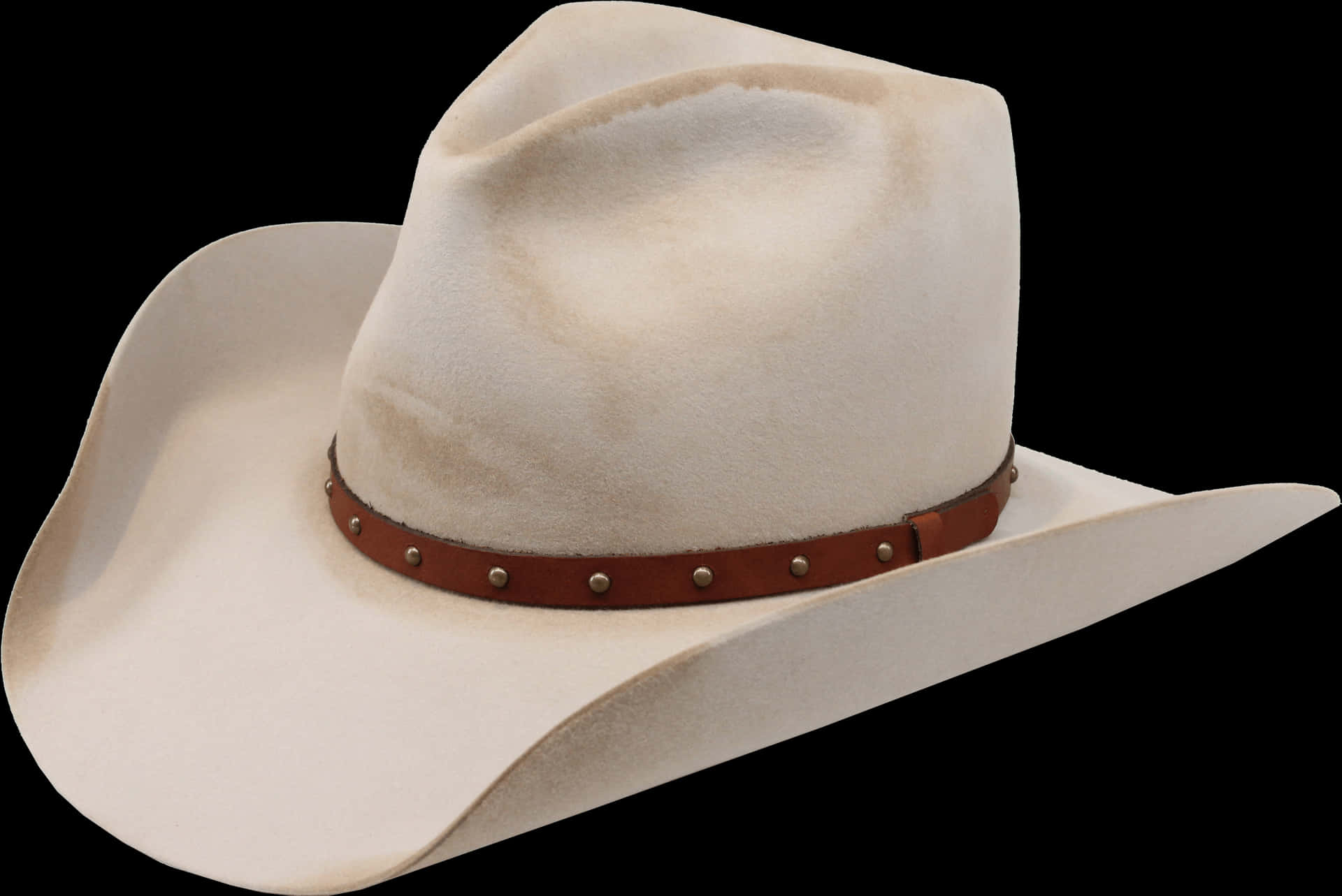 White Cowboy Hatwith Brown Leather Band PNG Image