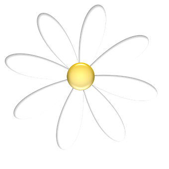 White Daisy Graphicon Black Background PNG Image