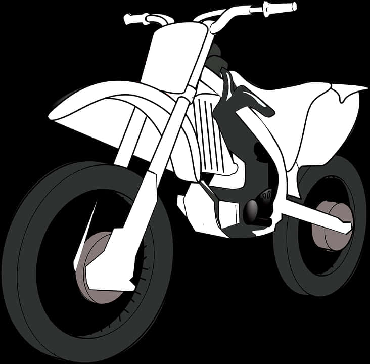 White Dirt Bike Illustration PNG Image