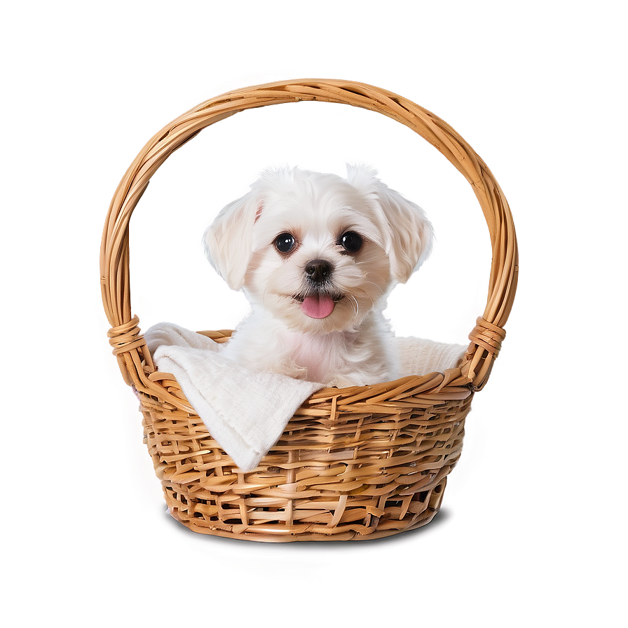 White Dog In Basket Png Cvr94 PNG Image