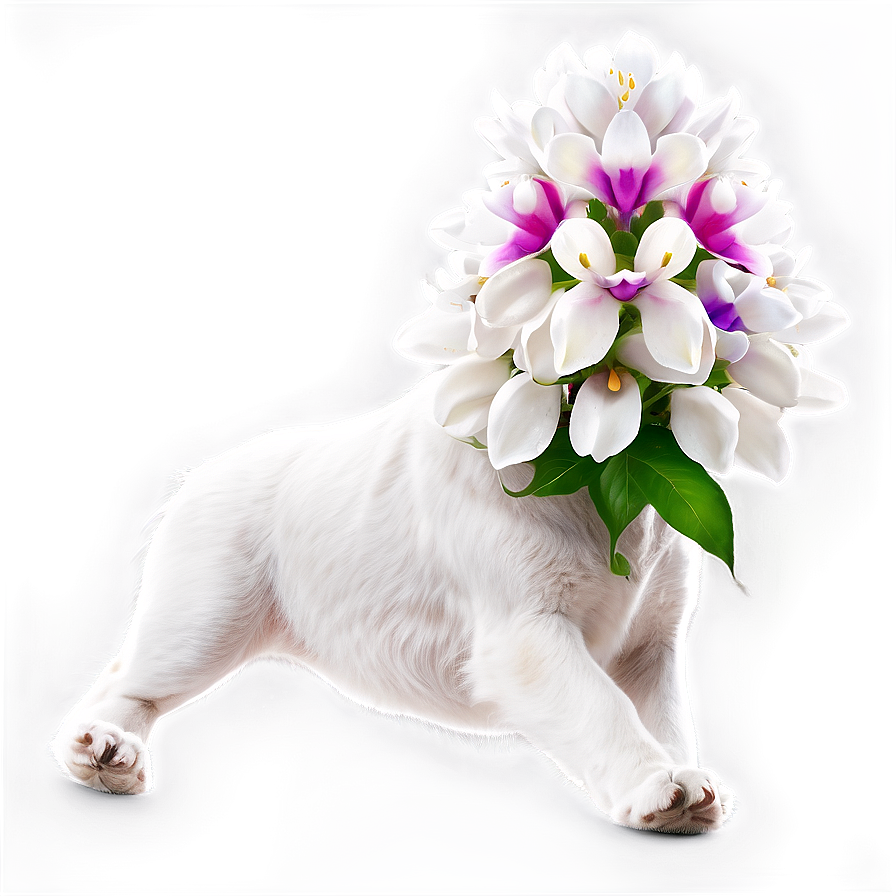 White Dog With Flowers Png 39 PNG Image