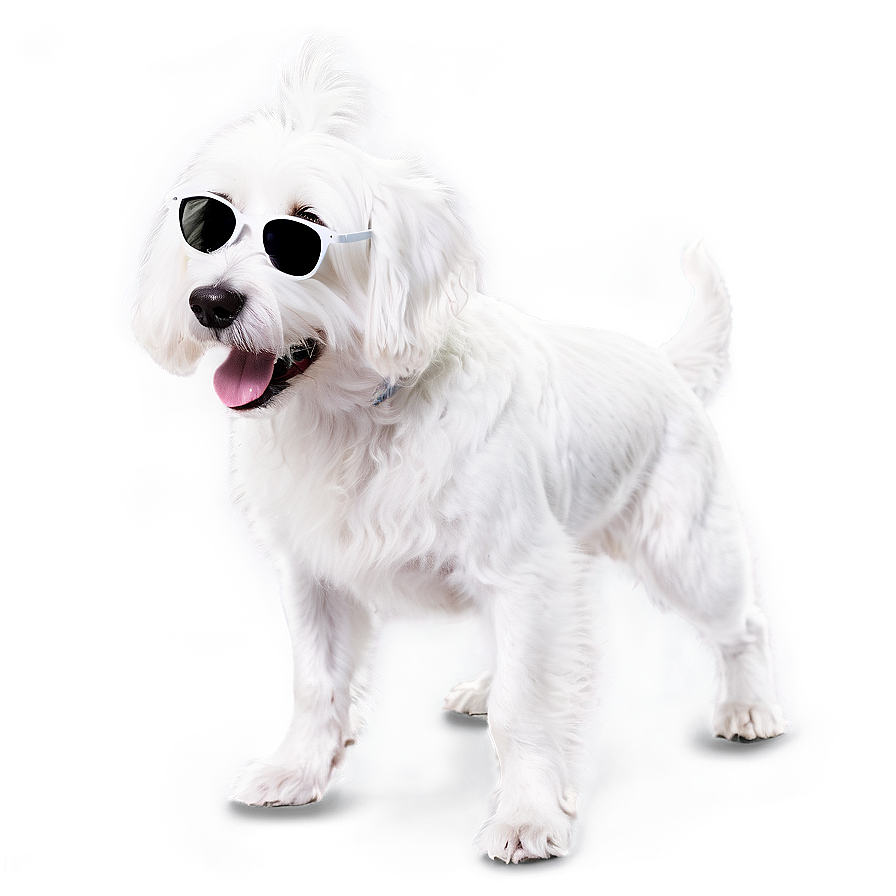 White Dog With Sunglasses Png Con PNG Image