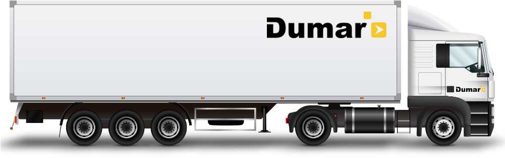 White Dumar Transport Truck Side View PNG Image