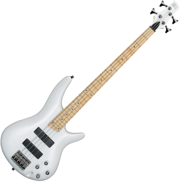 White Electric Bass Guitar PNG Image