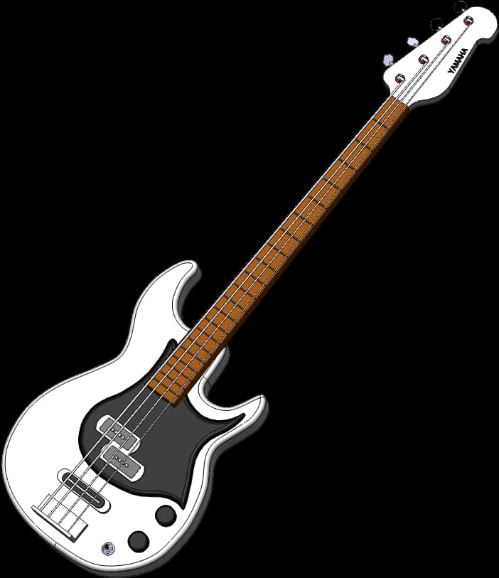 White Electric Bass Guitar PNG Image