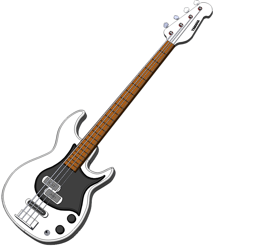 White Electric Bass Guitar PNG Image