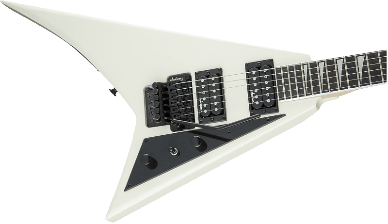 White Electric Guitar Flying V Design PNG Image