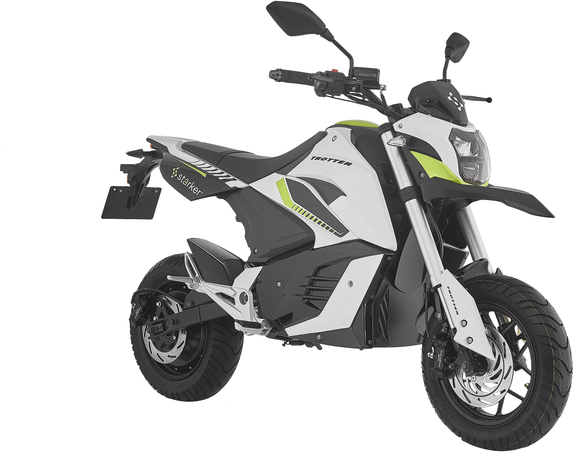 White Electric Motorcycle Side View PNG Image