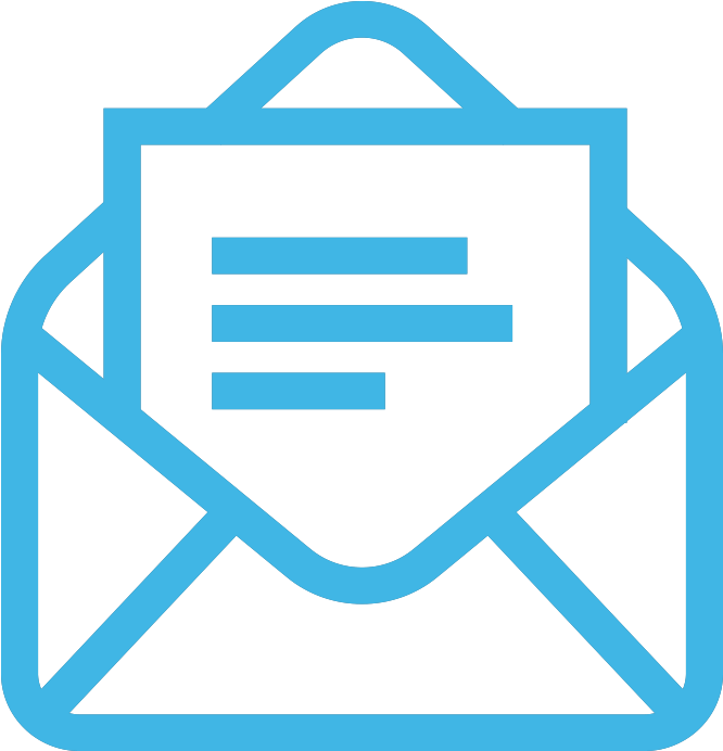 White Email Icon Blue Outline PNG Image