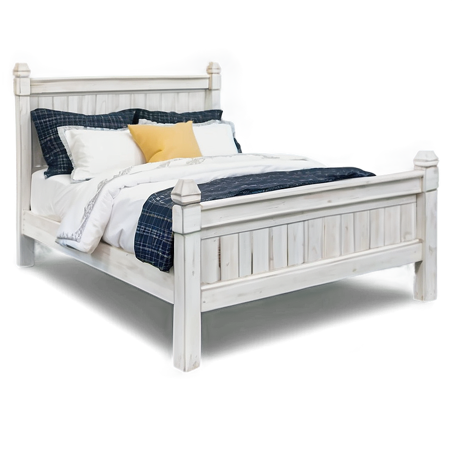 White Farmhouse Bed Png Ykg84 PNG Image