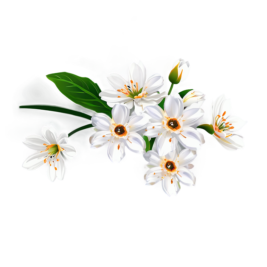 White Flowers Corner Design Png 88 PNG Image