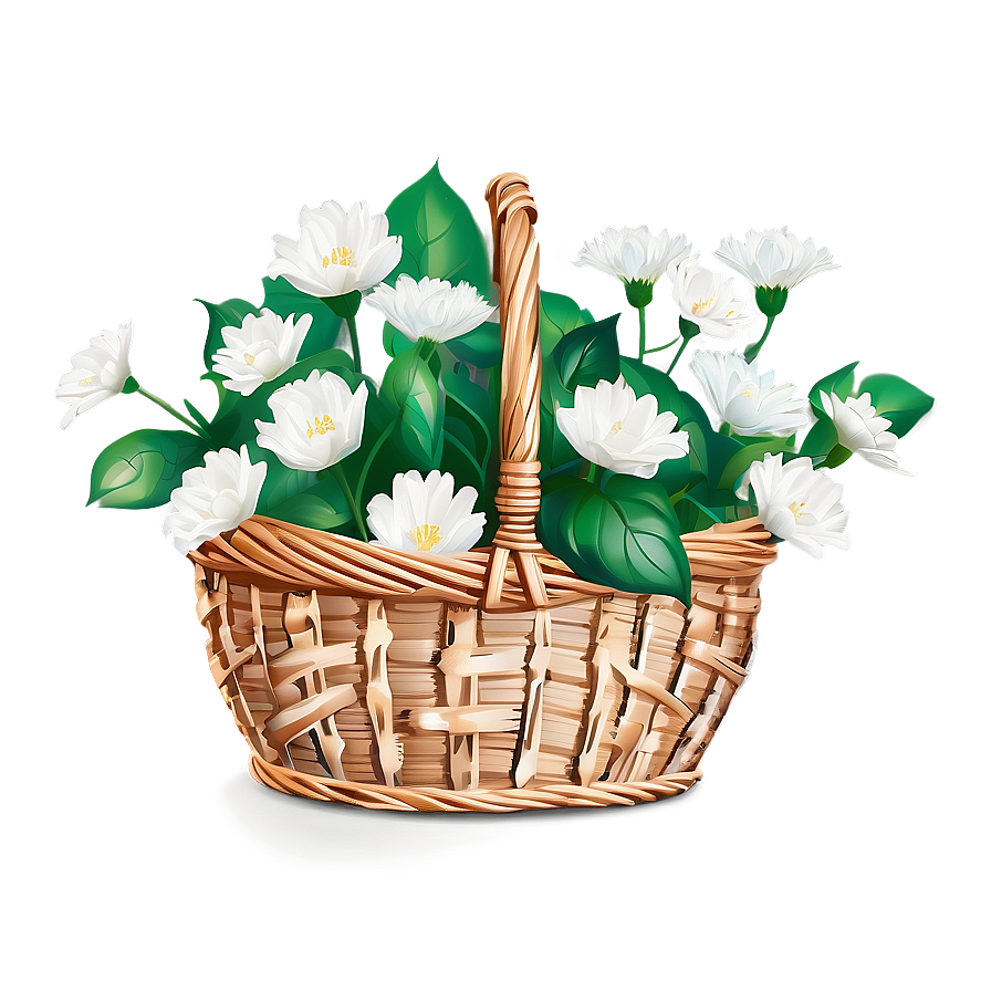 White Flowers In Basket Png 13 PNG Image