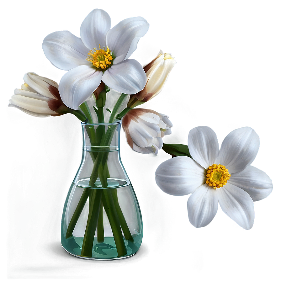 White Flowers In Vase Png Ndb PNG Image