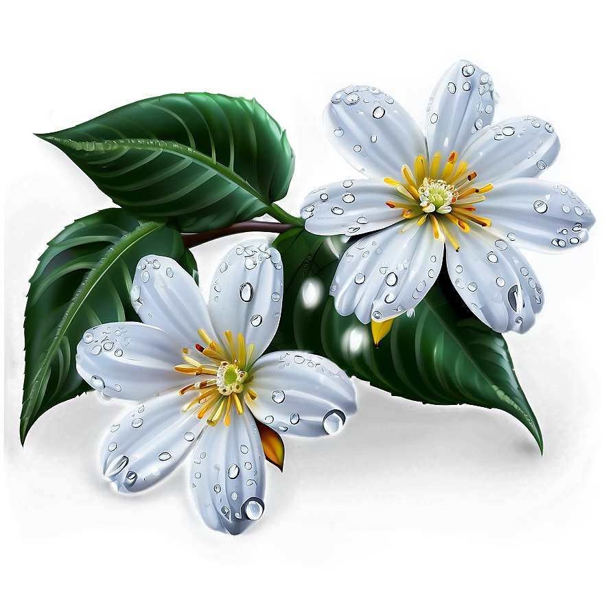 White Flowers With Dew Drops Png 05242024 PNG Image