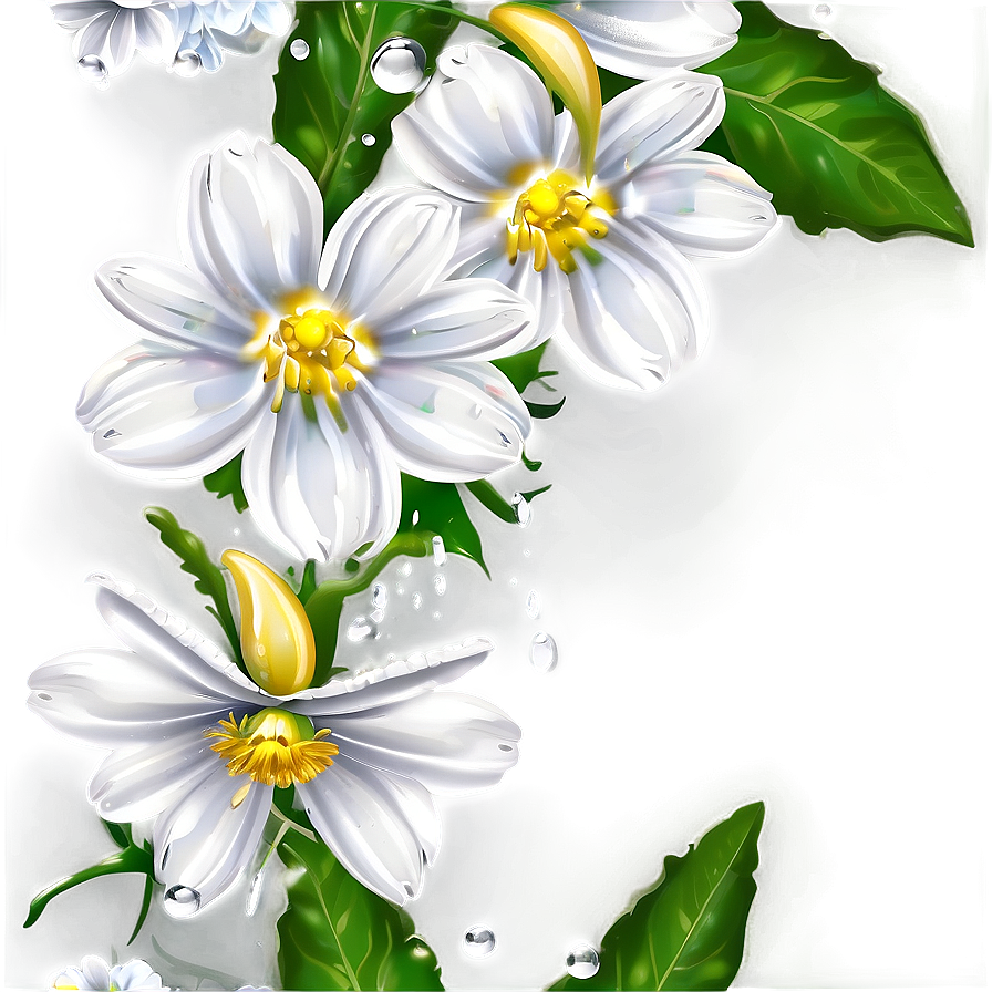 White Flowers With Dew Drops Png 8 PNG Image