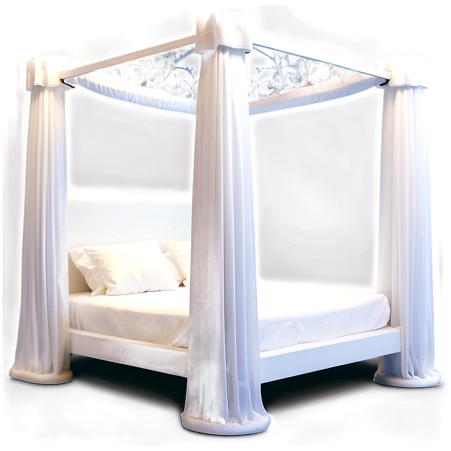 White Four Poster Bed Png 06132024 PNG Image