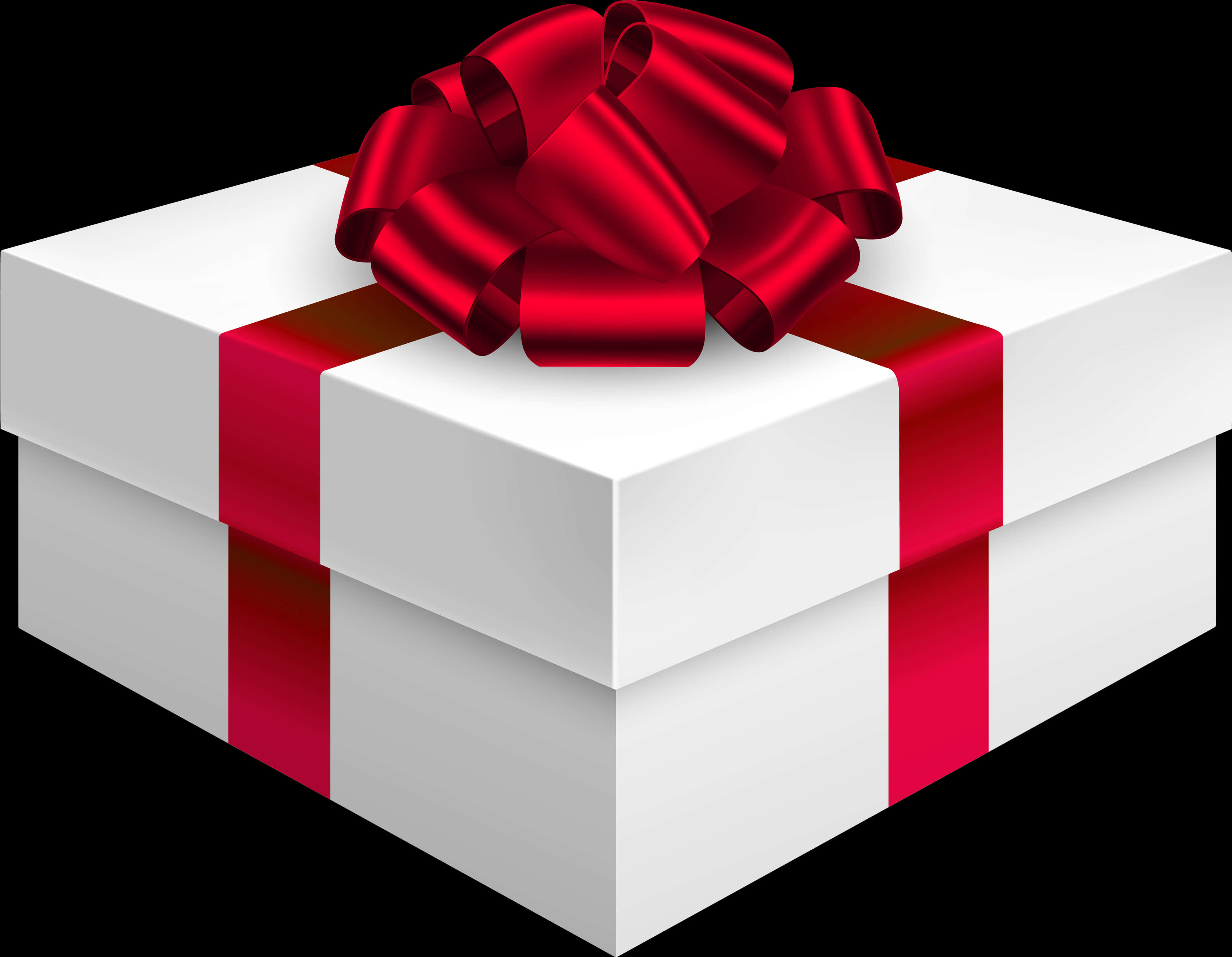 White Gift Box Red Ribbon Bow PNG Image