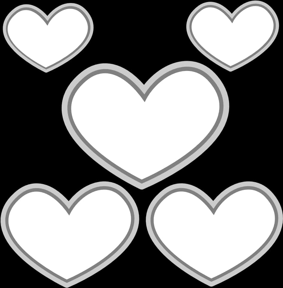 White Hearts Black Background PNG Image