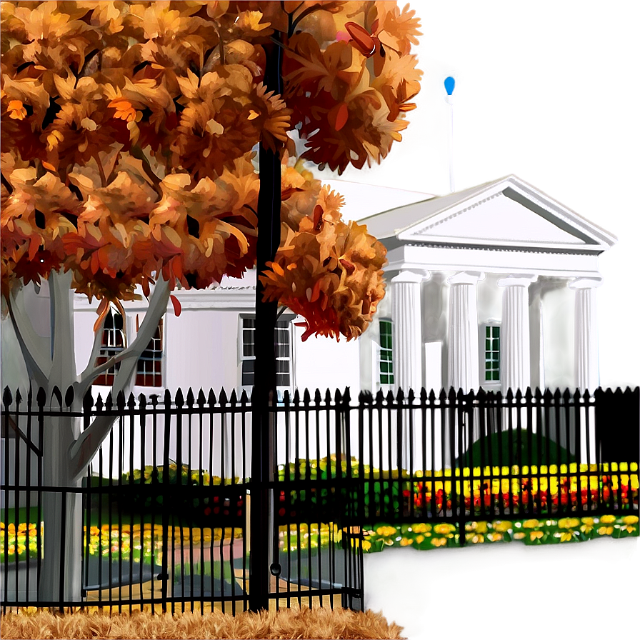 White House During Autumn Png Gna PNG Image