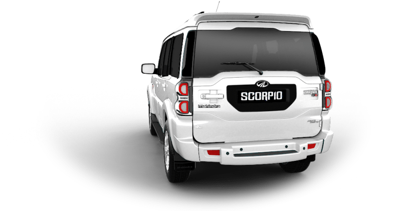 White Mahindra Scorpio S U V Rear View PNG Image