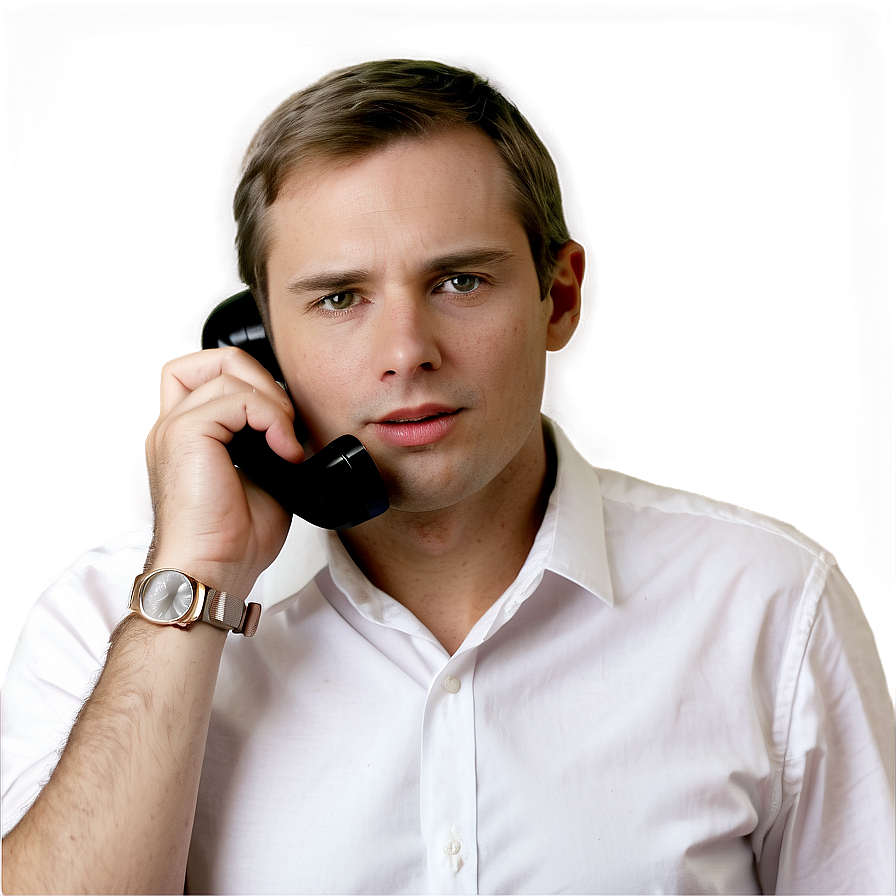 White Man On Phone Png 06122024 PNG Image